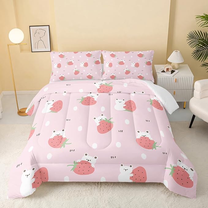 QOOMO Cartoon Bear Comforter Full Size, Down Alternative, Soft and by QOOMOHOME