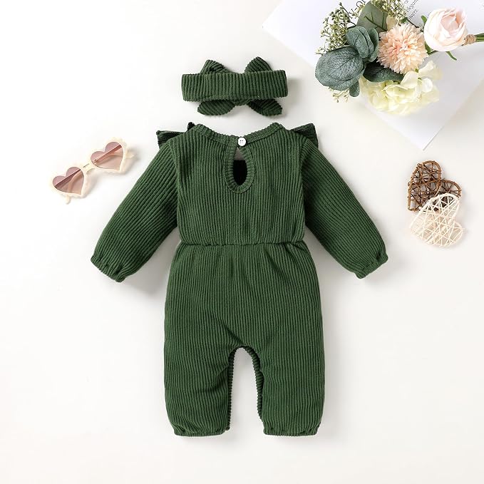Happy Town Baby Girl Romper Infant Fall Winter Clothes Ruffle Sweater Long - Image 3