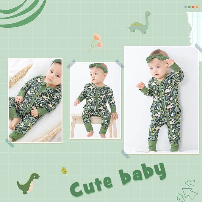 Viscose from Bamboo Ruffled Zippered One-Piece Infant Footless Sleepers Rompers - Image 6