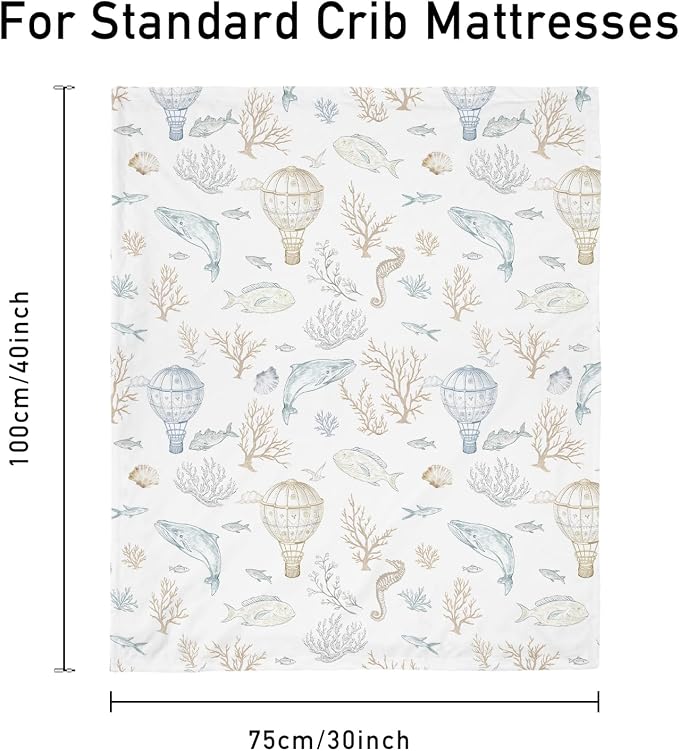 Whale Baby Fleece Blanket Neutral - Image 6
