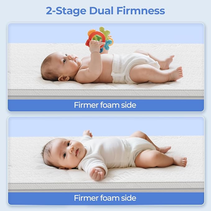 32x18 Bassinet Mattress for Ingenuity: 2" Thick Dual Sided Gel Memory Foam - Image 3