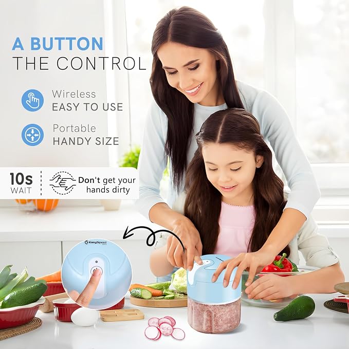 EASYSPEED Electric Garlic Chopper 1Cup, Mini USB Charging Wireless Food - Image 4
