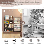 Kids Bookshelf Toy Storage Organizer 4-Tier Wood Book Rack Toddler Bookcase - Image 9