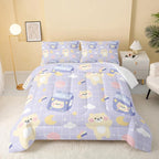 QOOMO Bear Comforter Twin Size, Kawaii Bedding Set by QOOMOHOME