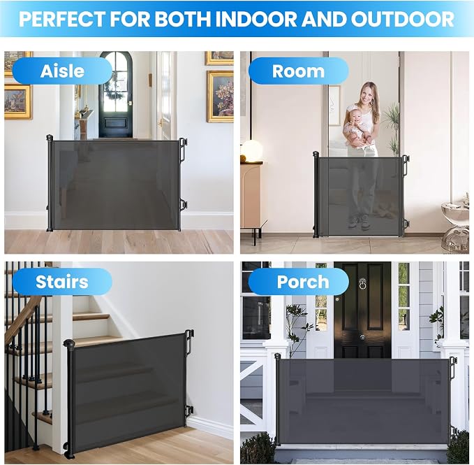 Retractable Safety Baby Gate or Mesh Dog Gate, Durable Portable Mesh - Image 6