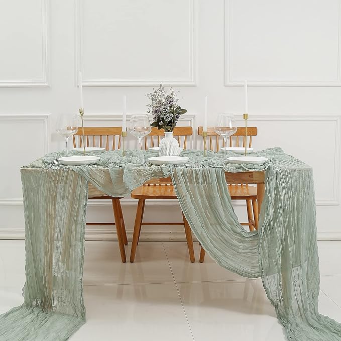 DOLOPL Table Runner for Baby Shower Decorations, Sage Green Cheese Cloth Table - Image 6
