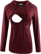GINKANA Women's Nursing Hoodie Sweatshirt Long Sleeves Breastfeeding Maternity by GINKANA