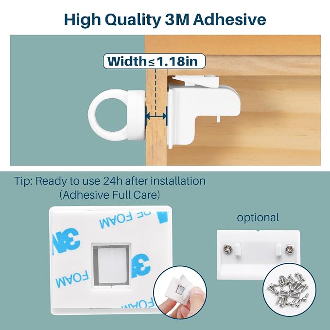 Inaya Magnetic Cabinet Locks for Baby Proofing, 6 Locks & 1 Key, Child Proof - Image 5