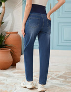 POSHGLAM Women's Maternity Jeans Over Belly Comfy Stretch 28'' Boyfriend Jeans - Image 5
