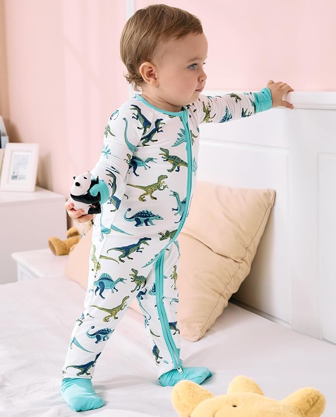 Bamboo Viscose Baby Convertible Footie Pajama, Zipper Pajamas - Image 9