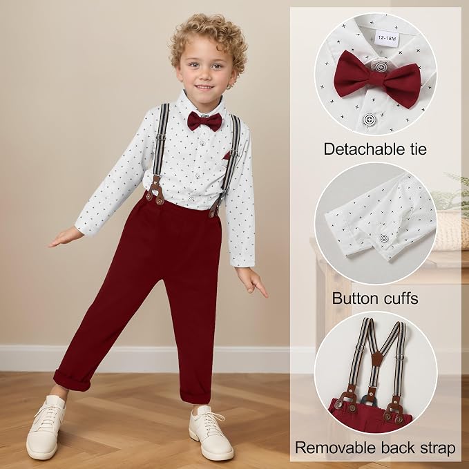 CARETOO Toddler Boy Clothes Suit Gentleman Wedding Outfits Kids Formal Dress - Image 3