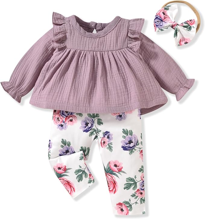 HINTINA Infant Baby Girl Long Sleeve Fall Winter Outfits by HINTINA