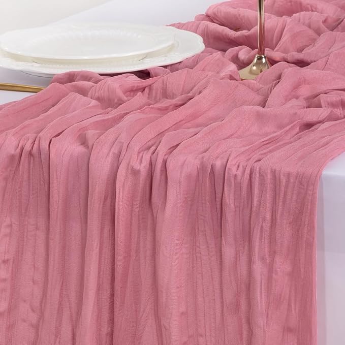 Socomi 4pcs Mauve Table Runner Spring Easter Cheesecloth Table Runner 170 inch by Socomi