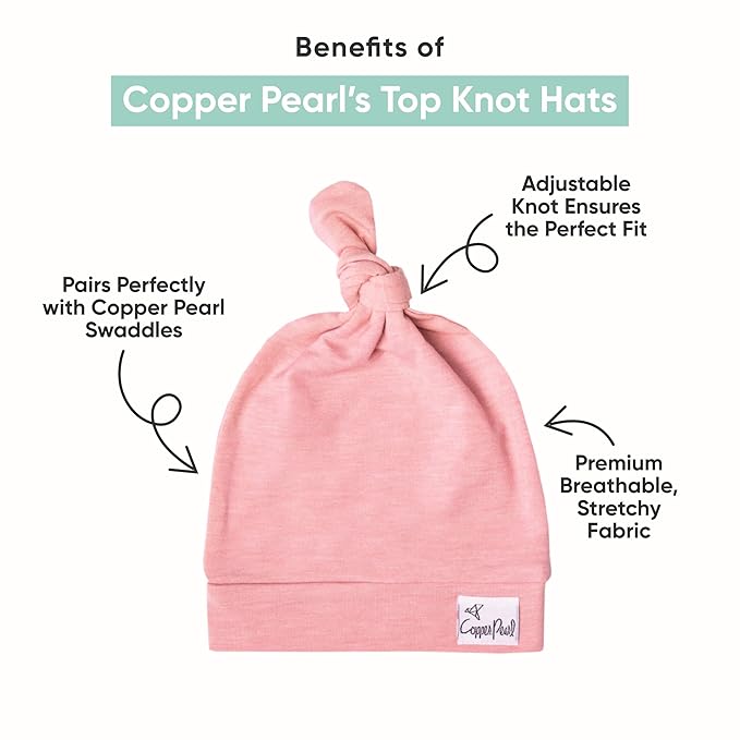 Copper Pearl Baby Beanie Hat Top Knot Stretchy Soft Briar - Image 2