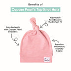 Copper Pearl Baby Beanie Hat Top Knot Stretchy Soft Stone - Image 2