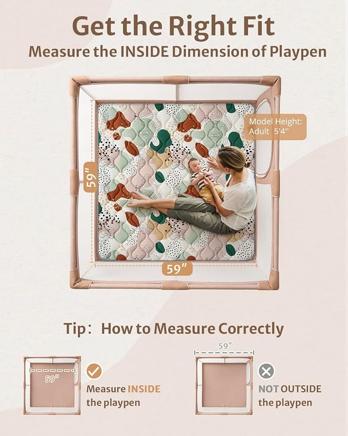 Blissful Diary Baby Play Mats for Floor, 59x59 Inch Thicker Foam Playmats for - Image 2