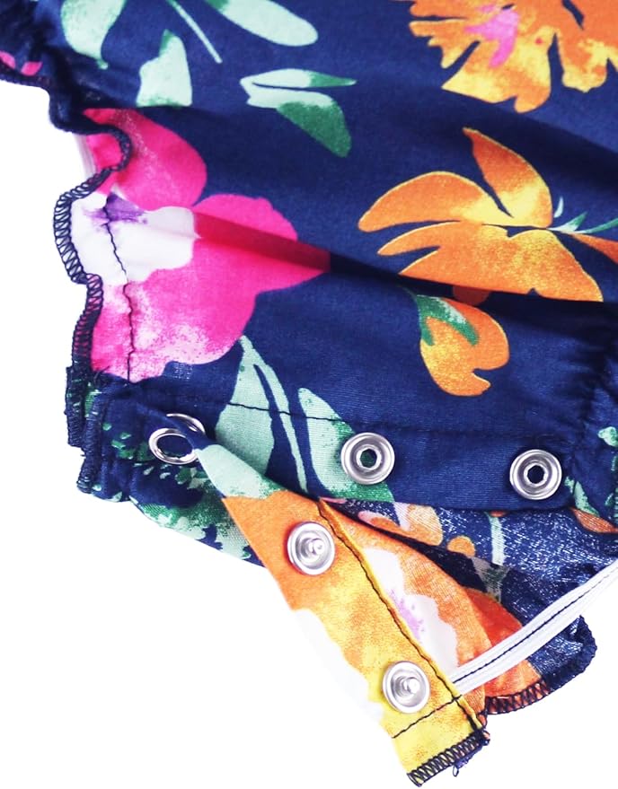 Baby Girl's Floral Print Ruffles Romper Summer Clothes - Image 5