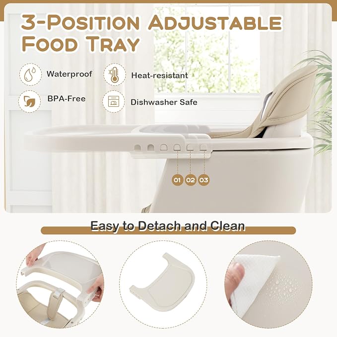 BABY JOY Convertible Baby High Chair, 3 in 1 Wooden Highchair/Booster/Chair - Image 3