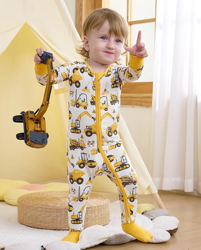 Bamboo Viscose Baby Convertible Footie Pajama, Zipper Pajamas - Image 2