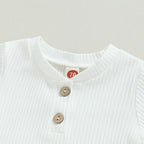 Newborn Baby Boy Girl Clothes Ribbed Knitted Long Sleeve Romper Pants Solid - Image 3