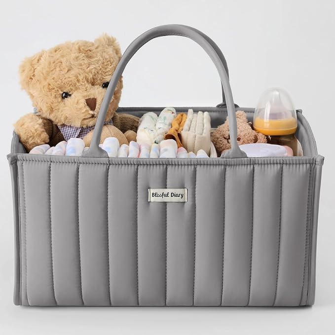 Blissful Diary Baby Diaper Caddy Organizer, Stylish Storage Basket by ForEveryBabysBetterLife