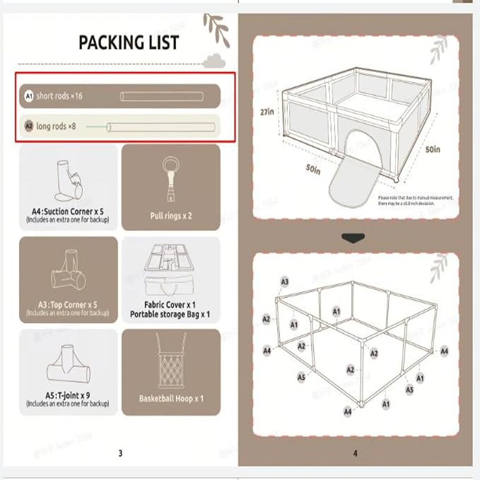 Baby Playpen, 50x50 in Small Play Pen - Image 7