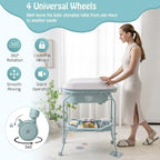 BABY JOY Baby Bathtub with Changing Table, Foldable Infant Diaper Changing - Image 4