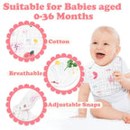 Zainpe 6Pcs Snap Muslin Cotton Baby Bibs Star Cat Rabbit Pattern Adjustable - Image 3