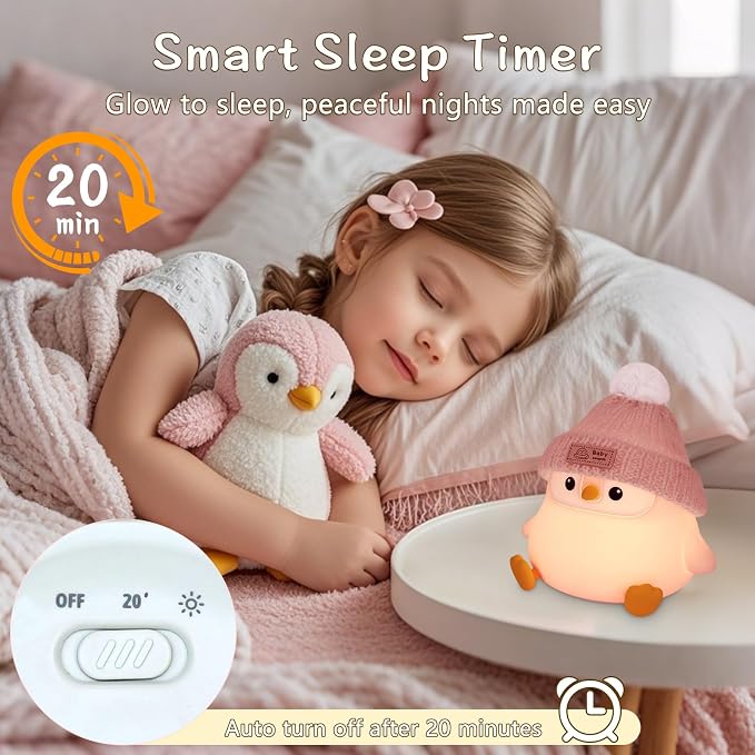 Penguin Silicone Night Light, Cute Pink Penguin Lamp - Image 3