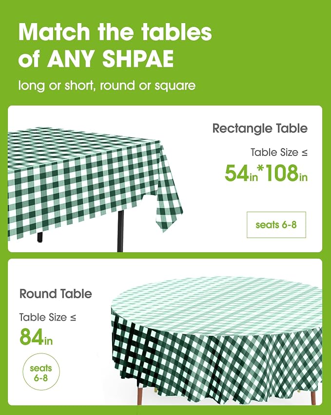 Pureegg Plastic Table Cloth Disposable 8 Pack, 54 x 108 Inch Table Cloths - Image 2