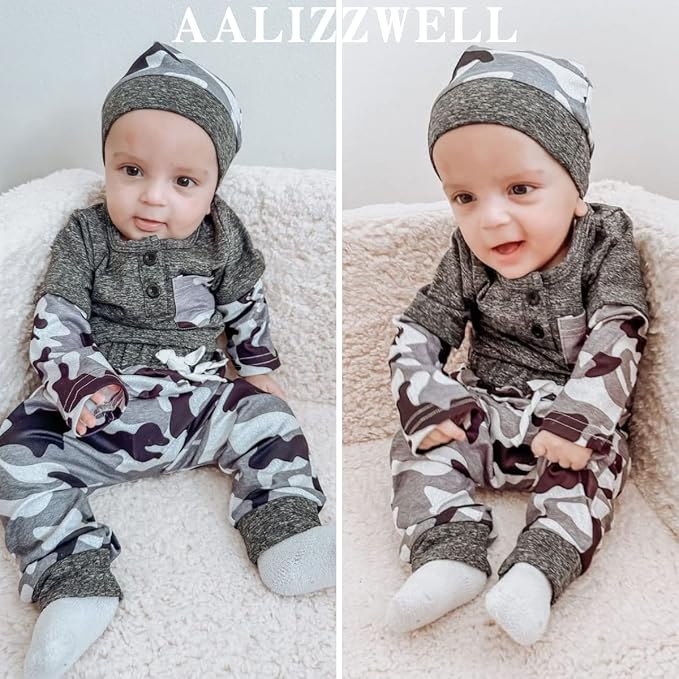 Aalizzwell Newborn Infant Baby Boys Fall Winter Outfit - Image 2