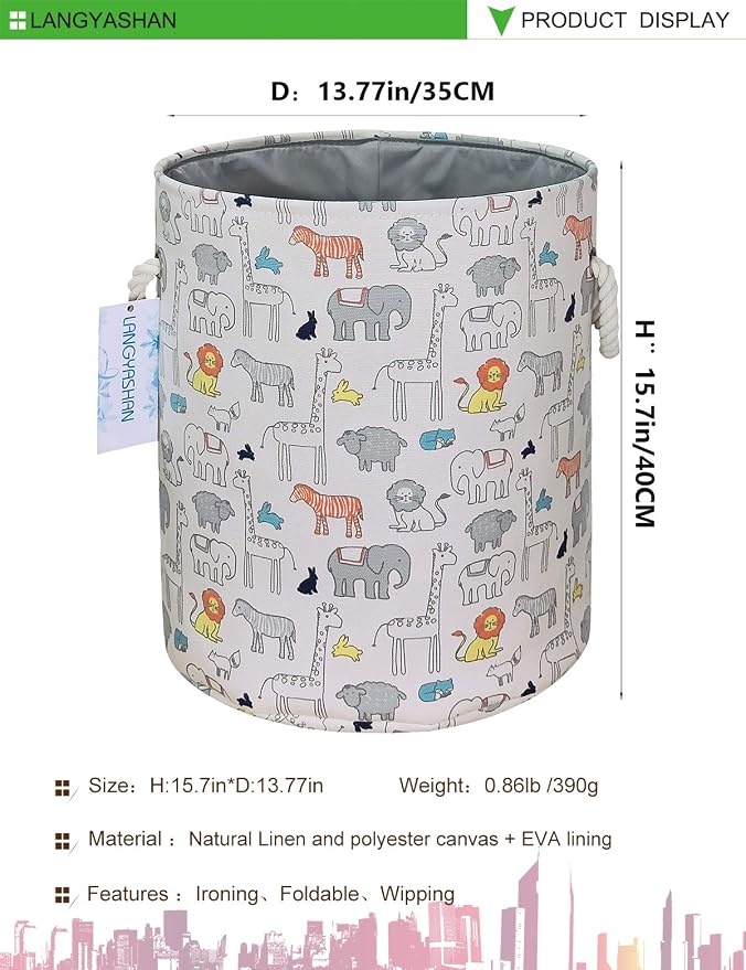 LANGYASHAN Laundry Basket Canvas Collapsible Organizer Storage Basket - Image 2