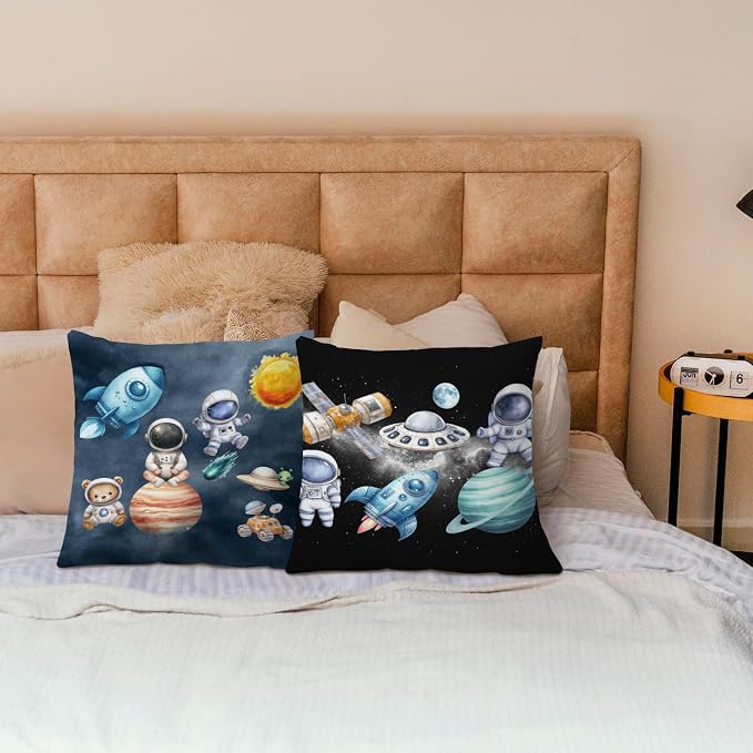 SPBL&L Galaxy Space Nursery Pillow Covers 18x18 Set of 2, Space Nursery Room - Image 2