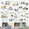 decalmile Construction Vehicles Wall Stickers Trucks Tractor Excavator Crane by decalmile