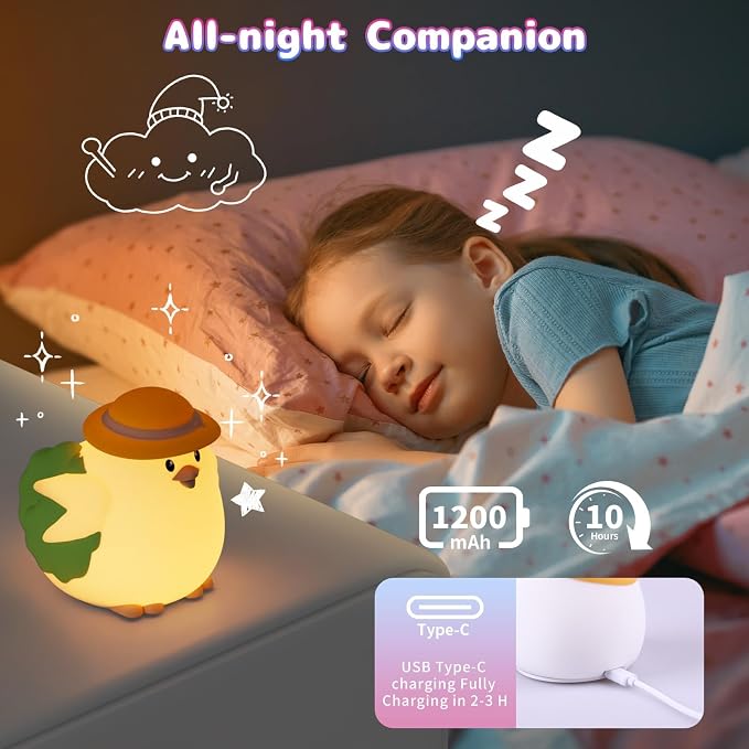 Silicone Night Light for Kids – Rechargeable Tap Control Lamp - Image 5