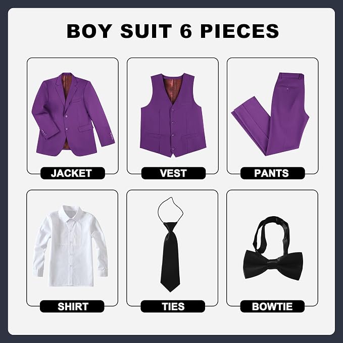 JPF Boy's Formal Suit Set Slim Fit Kids Tuxedo Suits - Image 2