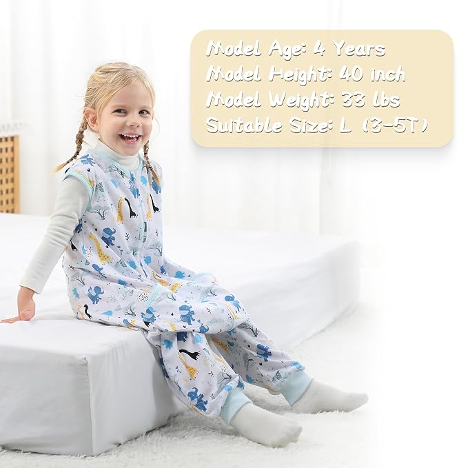 WONDAY Toddler Sleep Sack with Feet, 0.5 Tog Sleeping Sacks - Image 3