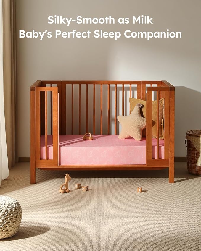 Baby Crib Sheets for Boys Girls, Breathable Soft Microfiber Baby Sheet Pink - Image 7