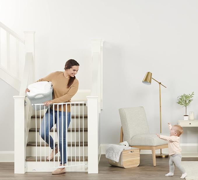 Regalo 2-in-1 Extra Tall Easy Swing Stairway and Hallway Walk Through Baby Gate - Image 3