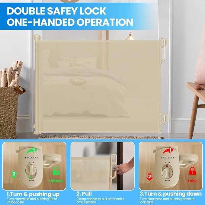 Retractable Safety Baby Gate or Mesh Dog Gate, Durable Portable Mesh - Image 5