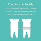 Posh Peanut Baby Girl Pajamas – Ruffled Cap Sleeve Romper PJs – Soft Viscose - Image 5