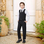 Luca Gabriel Toddler Boys' 5 Piece Classic Fit No Tail Formal Khaki Dress Suit - Image 5