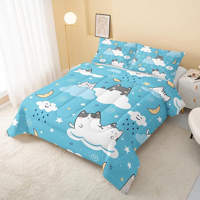 QOOMO Cat Comforter Twin Size, Down Alternative, Soft and Lightweight - Image 3