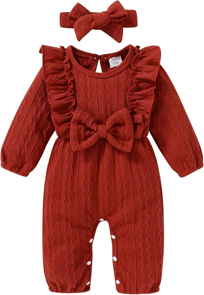 Happy Town Baby Girl Romper Infant Fall Winter Clothes Ruffle Sweater Long by HappyTown