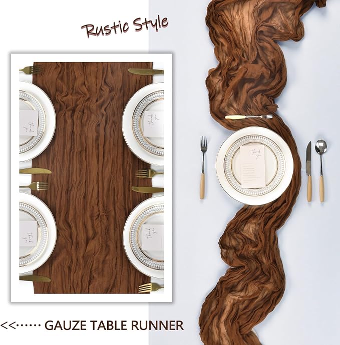 6 Pack Brown Fall Cheesecloth Table Runner 10Ft Gauze Cheese Cloth Table Runner - Image 6