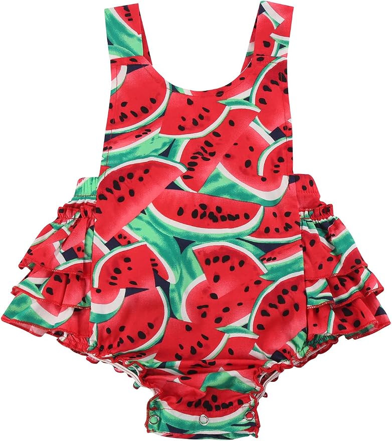 Baby Girl's Floral Print Ruffles Romper Summer Clothes - Image 4