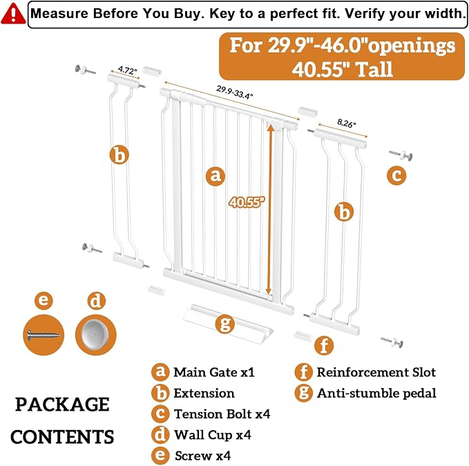 Extra Tall 40.55" Gate, 29.92-46.06" Extra Tall and Wide Dog Gate, Extra Wide - Image 2