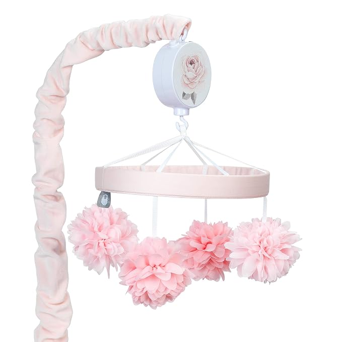 Lambs & Ivy Signature Botanical Baby Pink Floral Musical Baby Crib Mobile by LambsIvy