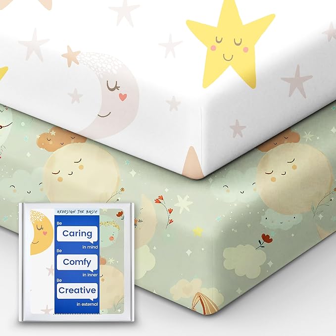 Space Crib Fitted Sheet, Super Stretchy Jersey Star Crib Sheets, Buttery Soft by TotBasic%7CRedesigntheBasic