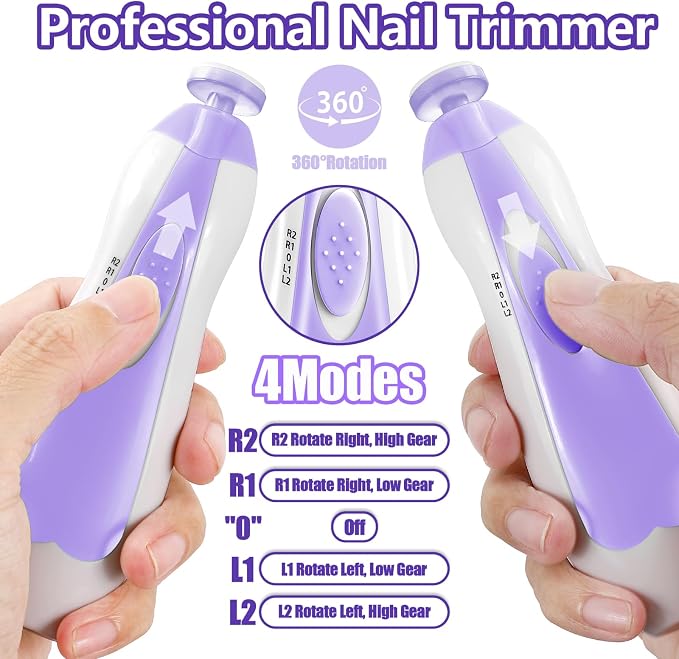 Baby Nail Trimmer Electric, 6 in 1 Rechargeable Baby Nail Clippers Manicure Set - Image 4